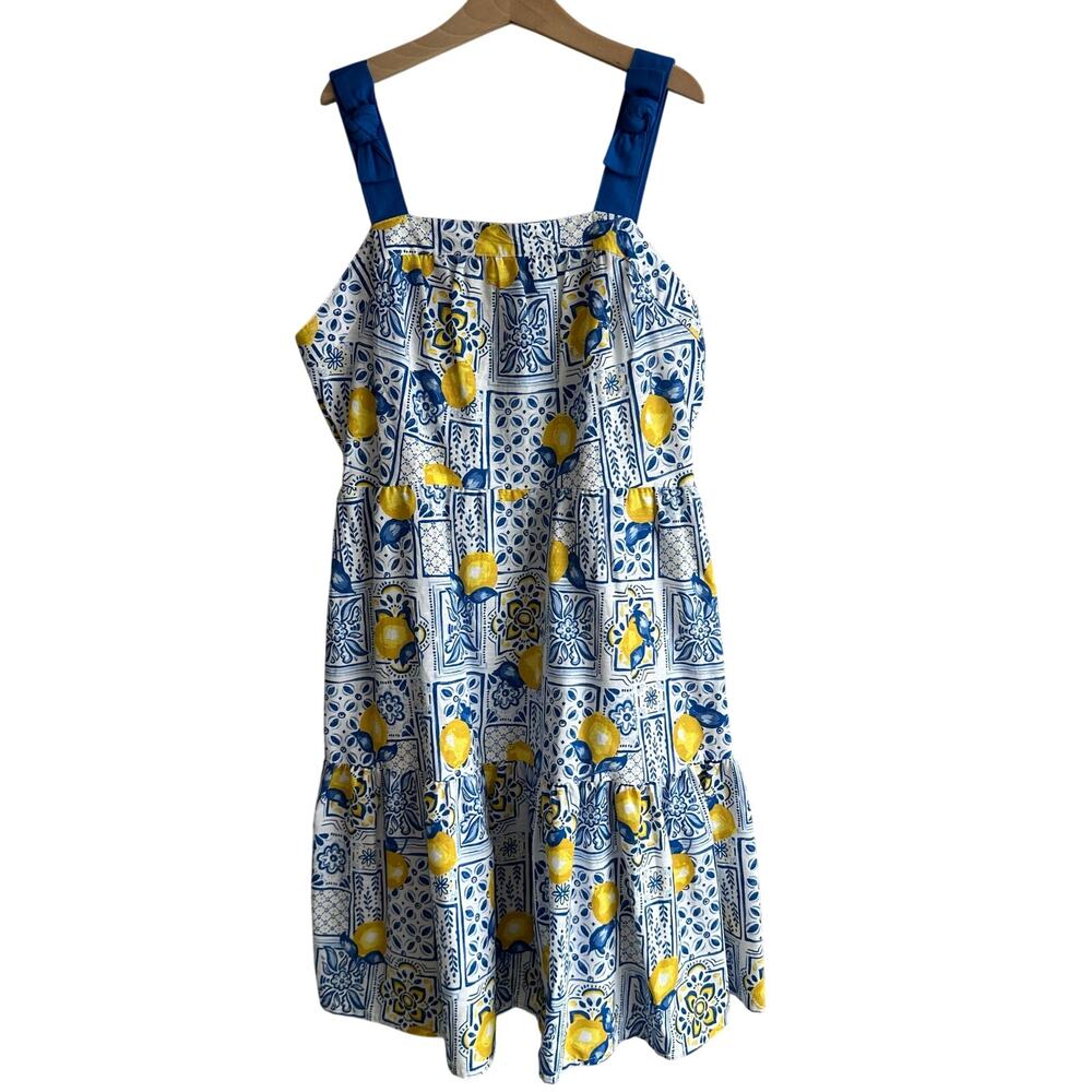 ZAC Kids by Zac Posen Sleeveless Lemon print Bow Straps Dress XL 14-16